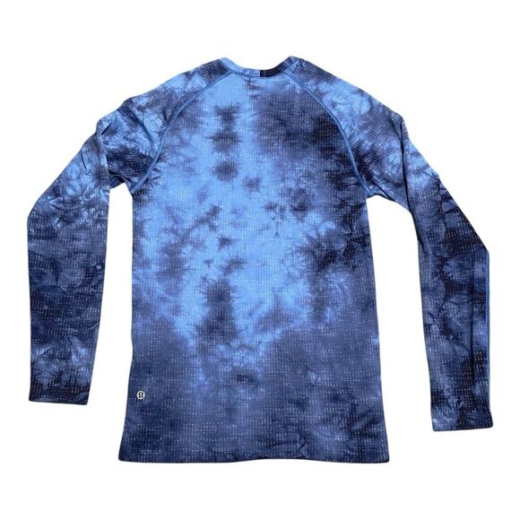 Lululemon Men’s Metal Vent Tech Long Sleeve Shirt Marble Dye Blue Nile XS - Picture 5 of 10